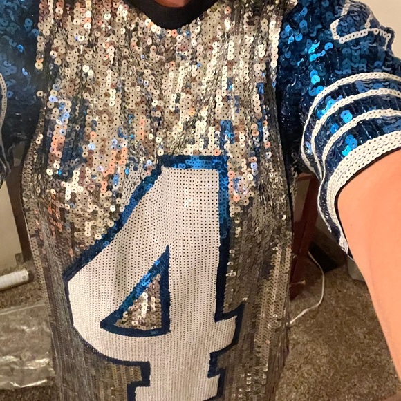 Game day Silver and Blue Sequin Jersey Dress Dallas Cowboy Colors Size One Size - Picture 5 of 7